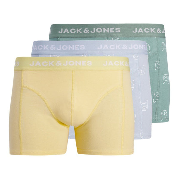 Jack & Jones Men's 3 Pack Cotton Trunks - Denim Dog