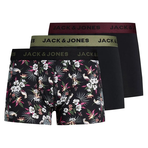Jack & Jones Men's 3 Pack Microfibre Trunks - Flower