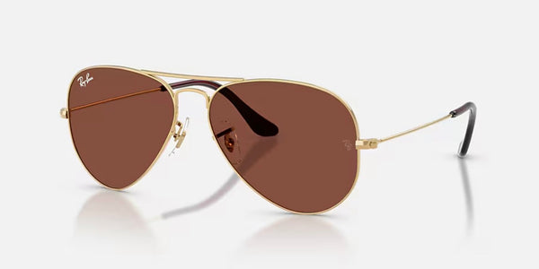 Ray-Ban® Aviator™ Large Metal Sunglasses - Polished Arista Gold Frame/Red Lenses