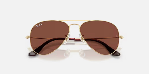 Ray-Ban® Aviator™ Large Metal Sunglasses - Polished Arista Gold Frame/Red Lenses