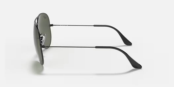 Ray-Ban® Aviator™ Large Metal Sunglasses - Polished Black Frame/G-15 Green Lenses