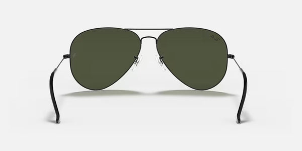 Ray-Ban® Aviator™ Large Metal Sunglasses - Polished Black Frame/G-15 Green Lenses