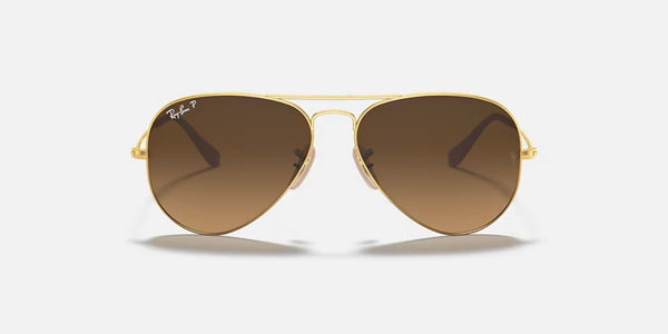 Ray-Ban® Aviator™ Large Metal Sunglasses - Matte Gold Frame/Brown Polarized Lenses