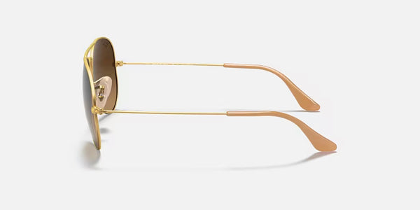 Ray-Ban® Aviator™ Large Metal Sunglasses - Matte Gold Frame/Brown Polarized Lenses