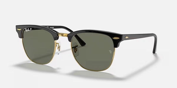 Ray-Ban® Clubmaster™ Sunglasses - Black on Arista Gold Frame/G-15 Green Lenses