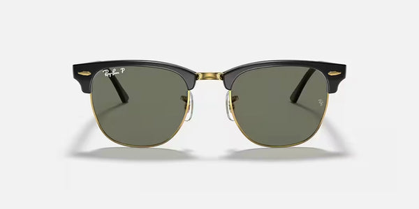 Ray-Ban® Clubmaster™ Sunglasses - Black on Arista Gold Frame/G-15 Green Lenses
