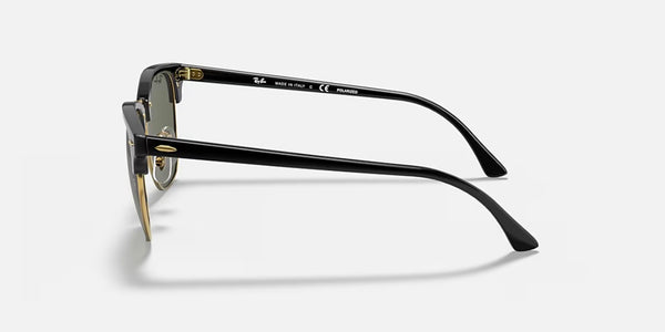 Ray-Ban® Clubmaster™ Sunglasses - Black on Arista Gold Frame/G-15 Green Lenses