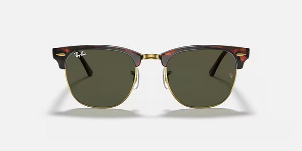 Ray-Ban® Clubmaster™ Sunglasses - Polished Tortoise on Arista Gold Frame/G-15 Green Lenses