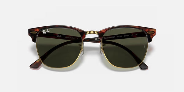 Ray-Ban® Clubmaster™ Sunglasses - Polished Tortoise on Arista Gold Frame/G-15 Green Lenses