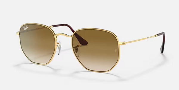 Ray-Ban® Hexagonal™ Sunglasses - Polished Arista Gold Frame/Light Brown Gradient Lenses