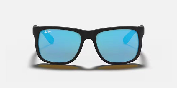 Ray-Ban® Justin™ Sunglasses - Matte Rubber Black Frame/Blue Mirror Lenses