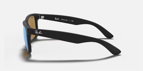 Ray-Ban® Justin™ Sunglasses - Matte Rubber Black Frame/Blue Mirror Lenses