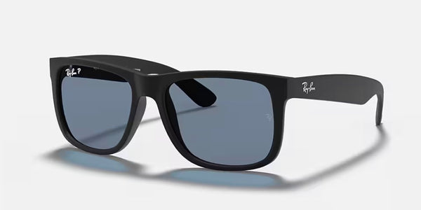 Ray-Ban® Justin™ Sunglasses -Matte Rubber Black Frame/Dark Blue Polarized Lenses