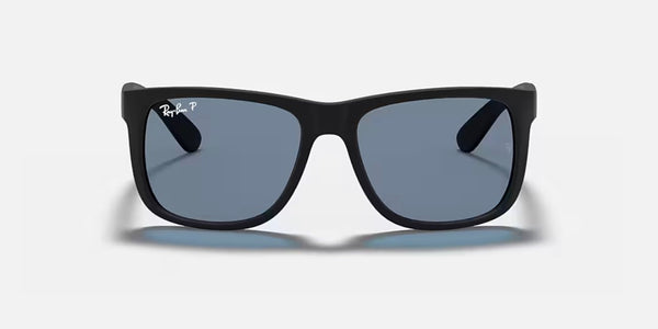 Ray-Ban® Justin™ Sunglasses -Matte Rubber Black Frame/Dark Blue Polarized Lenses
