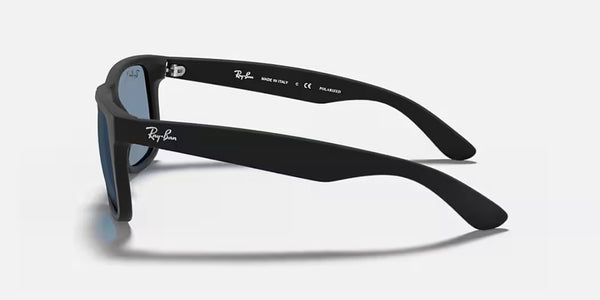 Ray-Ban® Justin™ Sunglasses -Matte Rubber Black Frame/Dark Blue Polarized Lenses