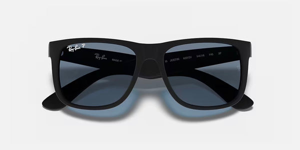 Ray-Ban® Justin™ Sunglasses -Matte Rubber Black Frame/Dark Blue Polarized Lenses