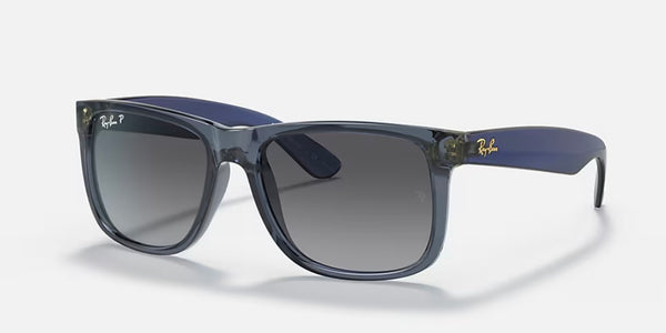 Ray-Ban® Justin™ Sunglasses - Transparent Polished Blue Frame/Grey Polarized Lenses