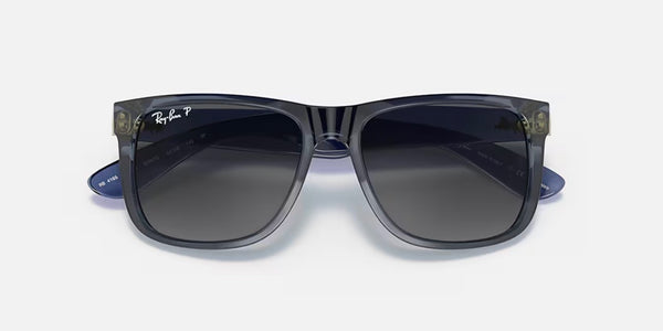 Ray-Ban® Justin™ Sunglasses - Transparent Polished Blue Frame/Grey Polarized Lenses