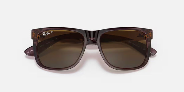 Ray-Ban® Justin™ Sunglasses - Transparent Polished Brown Frame/Brown Polarized Lenses