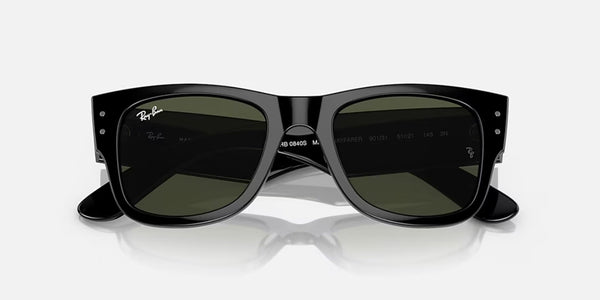 Ray-Ban® Mega Wayfarer™ Sunglasses - Polished Black Frame/Green Lenses