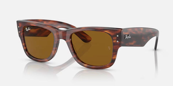 Ray-Ban® Mega Wayfarer™ Sunglasses - Polished Striped Havana Frame/Brown Lenses