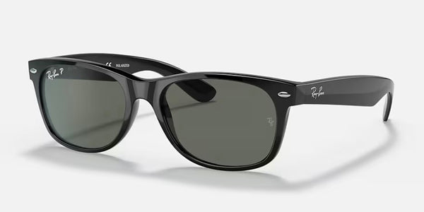 Ray-Ban® New Wayfarer™ Sunglasses - Polished Black Frame/Green Polarized Lenses