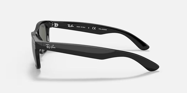 Ray-Ban® New Wayfarer™ Sunglasses - Polished Black Frame/Green Polarized Lenses