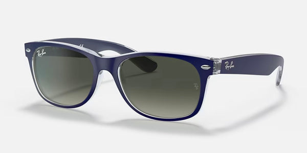 Ray-Ban® New Wayfarer™ Sunglasses - Matte Blue on Transparent Frame/Grey Gradient Lenses