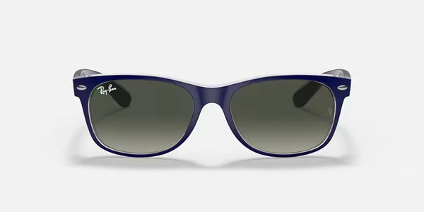 Ray-Ban® New Wayfarer™ Sunglasses - Matte Blue on Transparent Frame/Grey Gradient Lenses