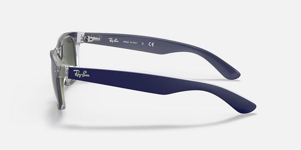 Ray-Ban® New Wayfarer™ Sunglasses - Matte Blue on Transparent Frame/Grey Gradient Lenses