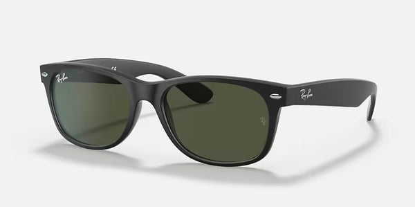 Ray-Ban® New Wayfarer™ Sunglasses - Matte Rubber Black Frame/G-15 Green Lenses