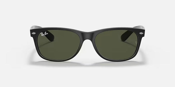 Ray-Ban® New Wayfarer™ Sunglasses - Matte Rubber Black Frame/G-15 Green Lenses
