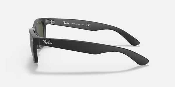 Ray-Ban® New Wayfarer™ Sunglasses - Matte Rubber Black Frame/G-15 Green Lenses