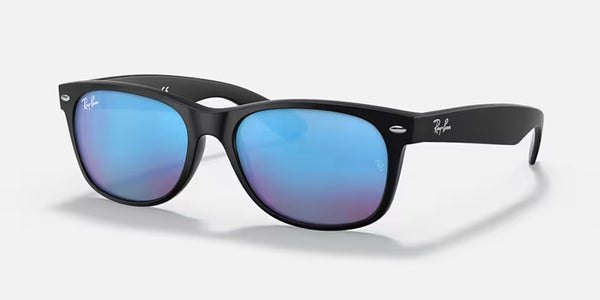 Ray-Ban® New Wayfarer™ Sunglasses - Matte Rubber Black Frame/Blue Flash Lenses
