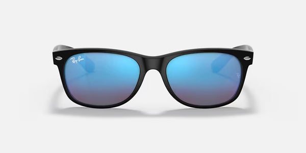 Ray-Ban® New Wayfarer™ Sunglasses - Matte Rubber Black Frame/Blue Flash Lenses