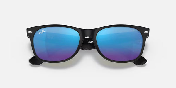 Ray-Ban® New Wayfarer™ Sunglasses - Matte Rubber Black Frame/Blue Flash Lenses