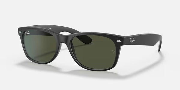 Ray-Ban® New Wayfarer™ Sunglasses - Matte Rubber Black on Black Frame/G-15 Green Lenses
