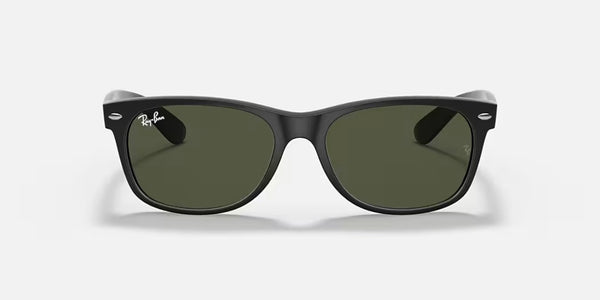Ray-Ban® New Wayfarer™ Sunglasses - Matte Rubber Black on Black Frame/G-15 Green Lenses