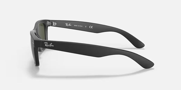 Ray-Ban® New Wayfarer™ Sunglasses - Matte Rubber Black on Black Frame/G-15 Green Lenses