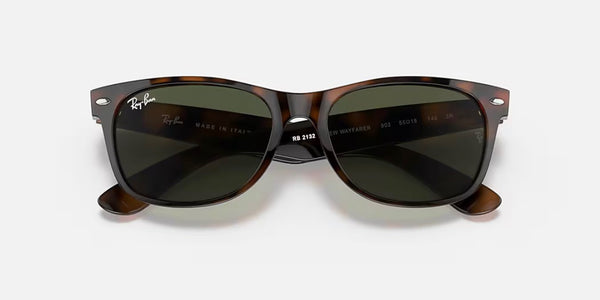 Ray-Ban® New Wayfarer™ Sunglasses - Polished Tortoise Frame/G-15 Green Lenses