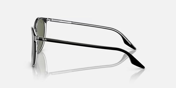 Ray-Ban® RB2204™ Sunglasses - Polished Black on Transparent Frame/Green Polarized Lenses
