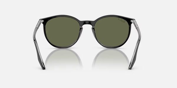Ray-Ban® RB2204™ Sunglasses - Polished Black on Transparent Frame/Green Polarized Lenses