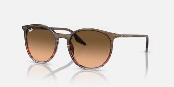 Ray-Ban® RB2204™ Sunglasses - Polished Striped Brown & Red Frame/Pink-Black Lenses