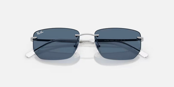 Ray-Ban® RB3768™ Sunglasses - Polished Silver Frame/Dark Blue Lenses