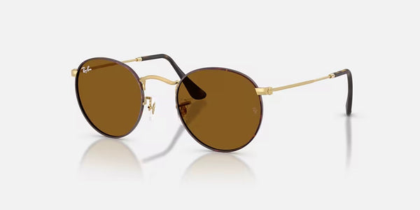 Ray-Ban® Round Metal™ Sunglasses - Matte Havana on Matte Arista Gold Frame/Brown Lenses