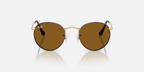 Ray-Ban® Round Metal™ Sunglasses - Matte Havana on Matte Arista Gold Frame/Brown Lenses