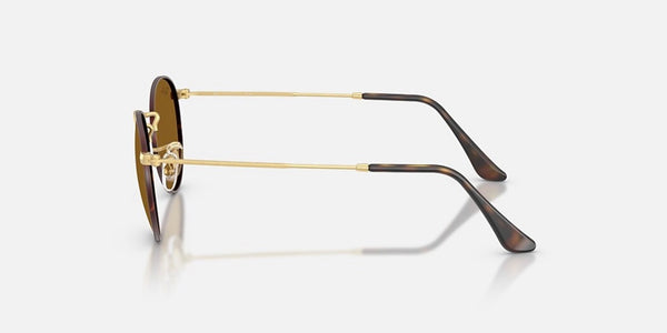 Ray-Ban® Round Metal™ Sunglasses - Matte Havana on Matte Arista Gold Frame/Brown Lenses