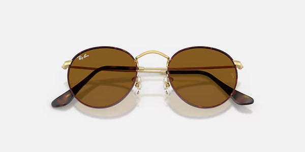 Ray-Ban® Round Metal™ Sunglasses - Matte Havana on Matte Arista Gold Frame/Brown Lenses