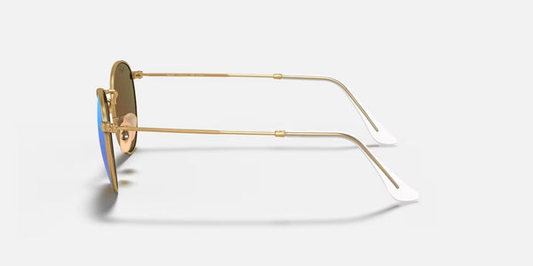 Ray-Ban® Round Metal™ Sunglasses - Matte Arista Gold Frame/Blue Mirror Polarized Lenses