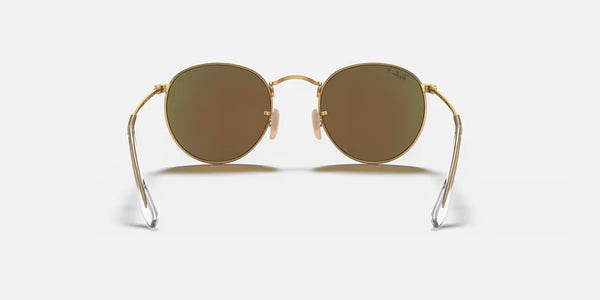 Ray-Ban® Round Metal™ Sunglasses - Matte Arista Gold Frame/Blue Mirror Polarized Lenses